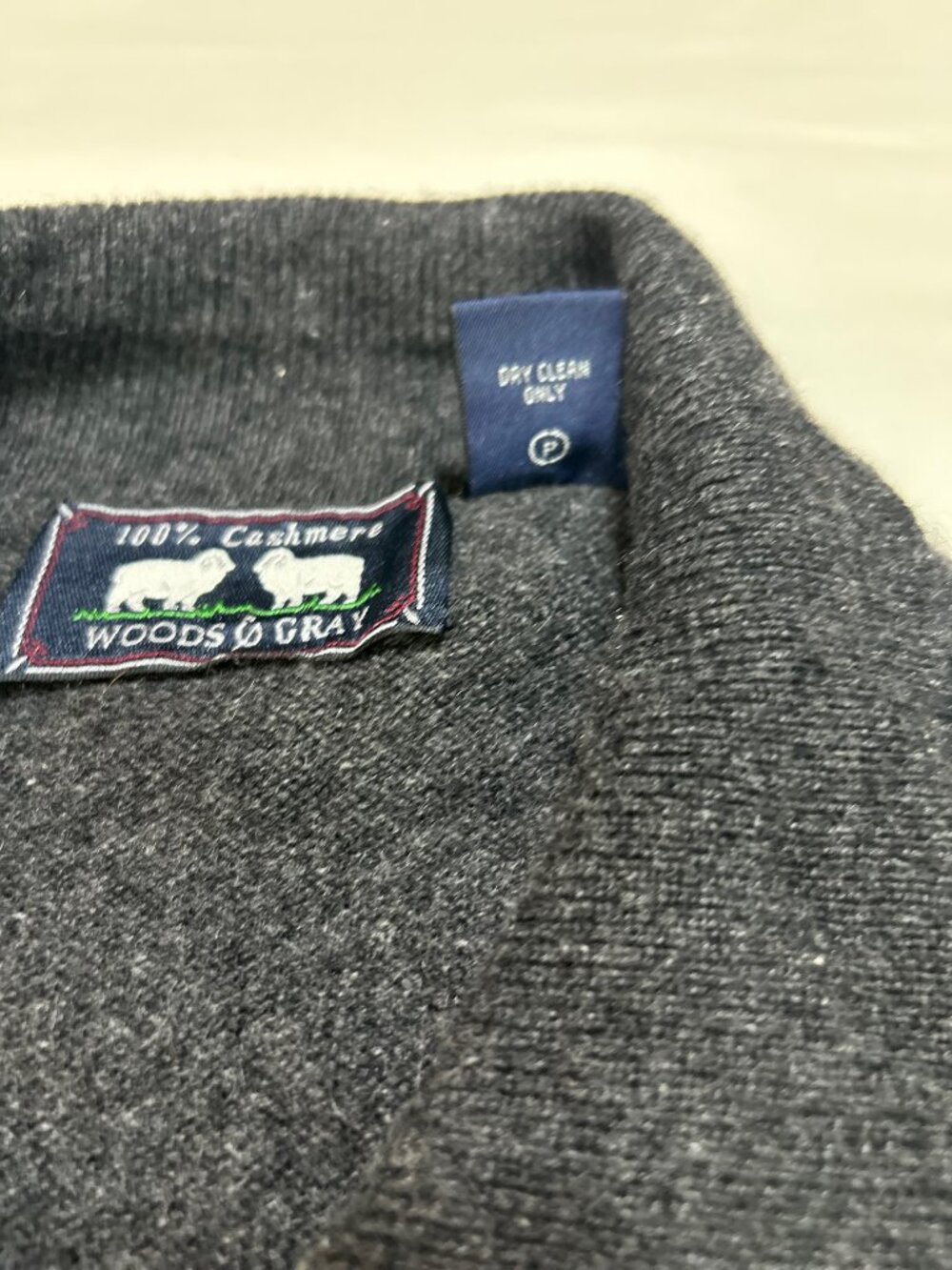 Woods & Gray Long-Sleeve Polo; 100% Wool; Dry Clean Only; Men's XL; Dark Gray - Picture 9 of 11